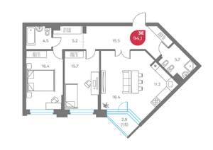 3-к квартира, вторичка, 94м2, 2/9 этаж