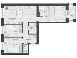 3-к квартира, вторичка, 85м2, 3/8 этаж