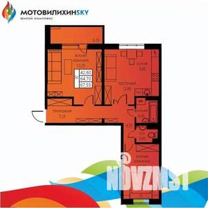 3-к квартира, вторичка, 64м2, 1/8 этаж