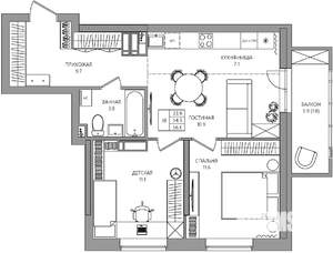 3-к квартира, вторичка, 56м2, 16/22 этаж