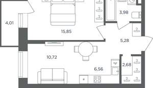 1-к квартира, вторичка, 46м2, 2/10 этаж