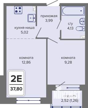 2-к квартира, вторичка, 38м2, 1/14 этаж