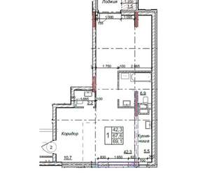 1-к квартира, вторичка, 70м2, 2/7 этаж