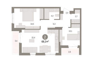 2-к квартира, вторичка, 68м2, 9/11 этаж