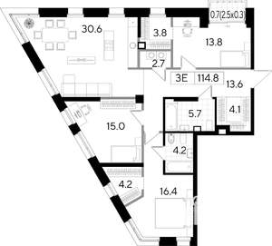 Студия квартира, вторичка, 115м2, 1/8 этаж