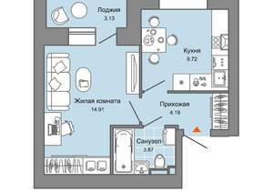 1-к квартира, вторичка, 34м2, 5/9 этаж