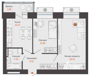 2-к квартира, вторичка, 51м2, 2/9 этаж