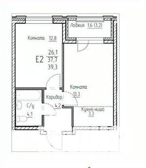 2-к квартира, строящийся дом, 40м2, 14/25 этаж