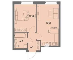 2-к квартира, вторичка, 40м2, 12/25 этаж