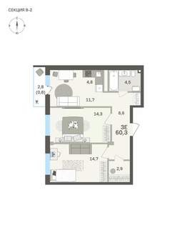 3-к квартира, вторичка, 60м2, 5/6 этаж