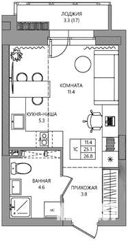 Студия квартира, вторичка, 27м2, 2/10 этаж