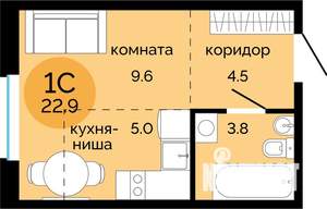 Студия квартира, вторичка, 23м2, 11/15 этаж