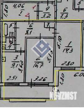 2-к квартира, вторичка, 53м2, 1/9 этаж