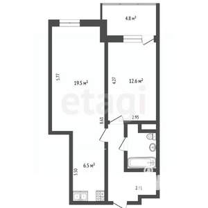 2-к квартира, вторичка, 49м2, 16/17 этаж
