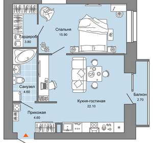 1-к квартира, вторичка, 52м2, 7/8 этаж