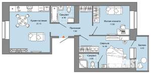 2-к квартира, вторичка, 62м2, 3/8 этаж