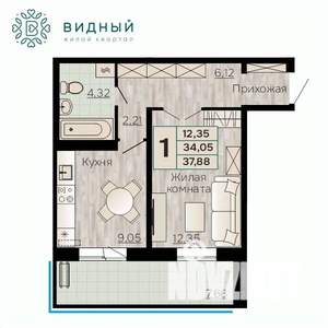 1-к квартира, вторичка, 38м2, 5/8 этаж