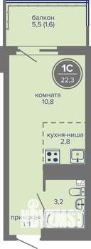 Студия квартира, вторичка, 22м2, 21/26 этаж