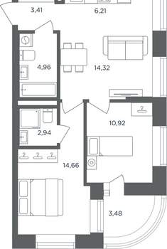 2-к квартира, вторичка, 58м2, 5/10 этаж