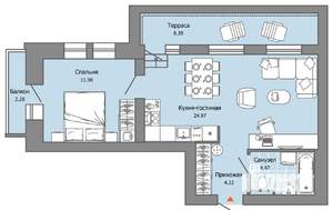 1-к квартира, вторичка, 49м2, 8/8 этаж