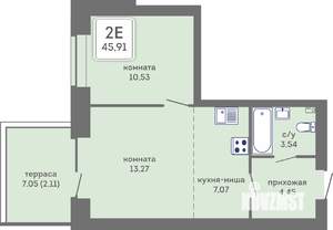 2-к квартира, вторичка, 46м2, 1/7 этаж