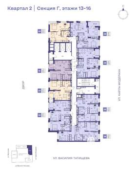 2-к квартира, строящийся дом, 39м2, 16/25 этаж