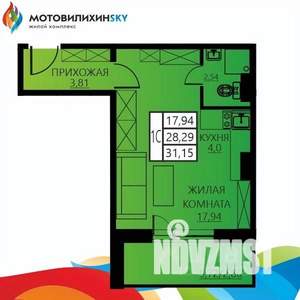 1-к квартира, вторичка, 31м2, 7/12 этаж