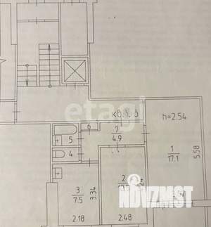 2-к квартира, вторичка, 44м2, 1/9 этаж