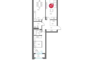 3-к квартира, вторичка, 86м2, 2/6 этаж