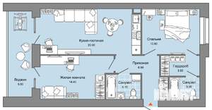 2-к квартира, вторичка, 72м2, 4/8 этаж