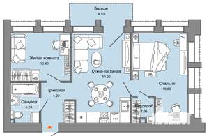 2-к квартира, вторичка, 57м2, 8/8 этаж