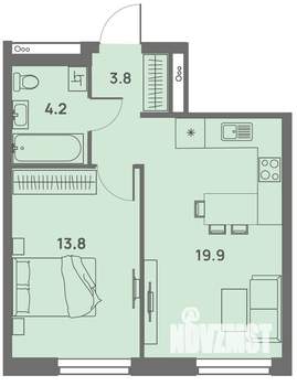 2-к квартира, вторичка, 42м2, 23/25 этаж