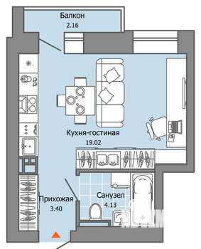 Студия квартира, вторичка, 27м2, 6/8 этаж
