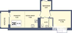 2-к квартира, вторичка, 42м2, 9/10 этаж