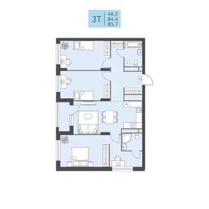 3-к квартира, вторичка, 86м2, 5/22 этаж