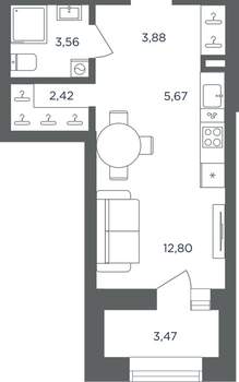 1-к квартира, вторичка, 30м2, 2/10 этаж