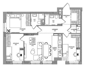 4-к квартира, вторичка, 77м2, 9/9 этаж