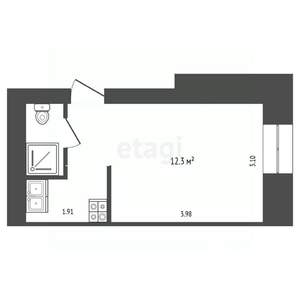 Студия квартира, вторичка, 18м2, 1/9 этаж