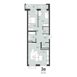 3-к квартира, вторичка, 72м2, 4/16 этаж