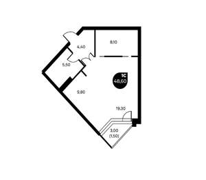 Студия квартира, строящийся дом, 49м2, 5/7 этаж