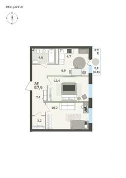 3-к квартира, вторичка, 58м2, 5/6 этаж