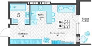 Студия квартира, строящийся дом, 30м2, 2/8 этаж