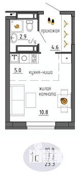 Студия квартира, строящийся дом, 23м2, 25/25 этаж