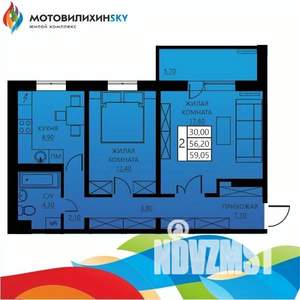 2-к квартира, вторичка, 59м2, 4/8 этаж