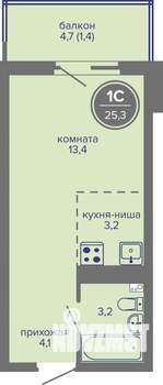 Студия квартира, вторичка, 25м2, 11/26 этаж
