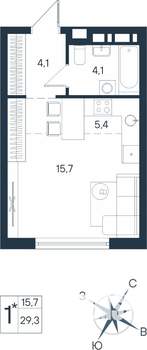 Студия квартира, строящийся дом, 29м2, 9/15 этаж