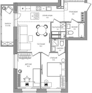 3-к квартира, вторичка, 61м2, 21/22 этаж