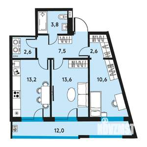 2-к квартира, вторичка, 60м2, 17/30 этаж