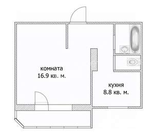 1-к квартира, вторичка, 34м2, 6/9 этаж