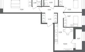 3-к квартира, вторичка, 78м2, 2/10 этаж